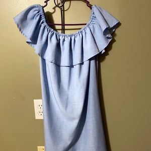 Off the shoulder baby blue dress